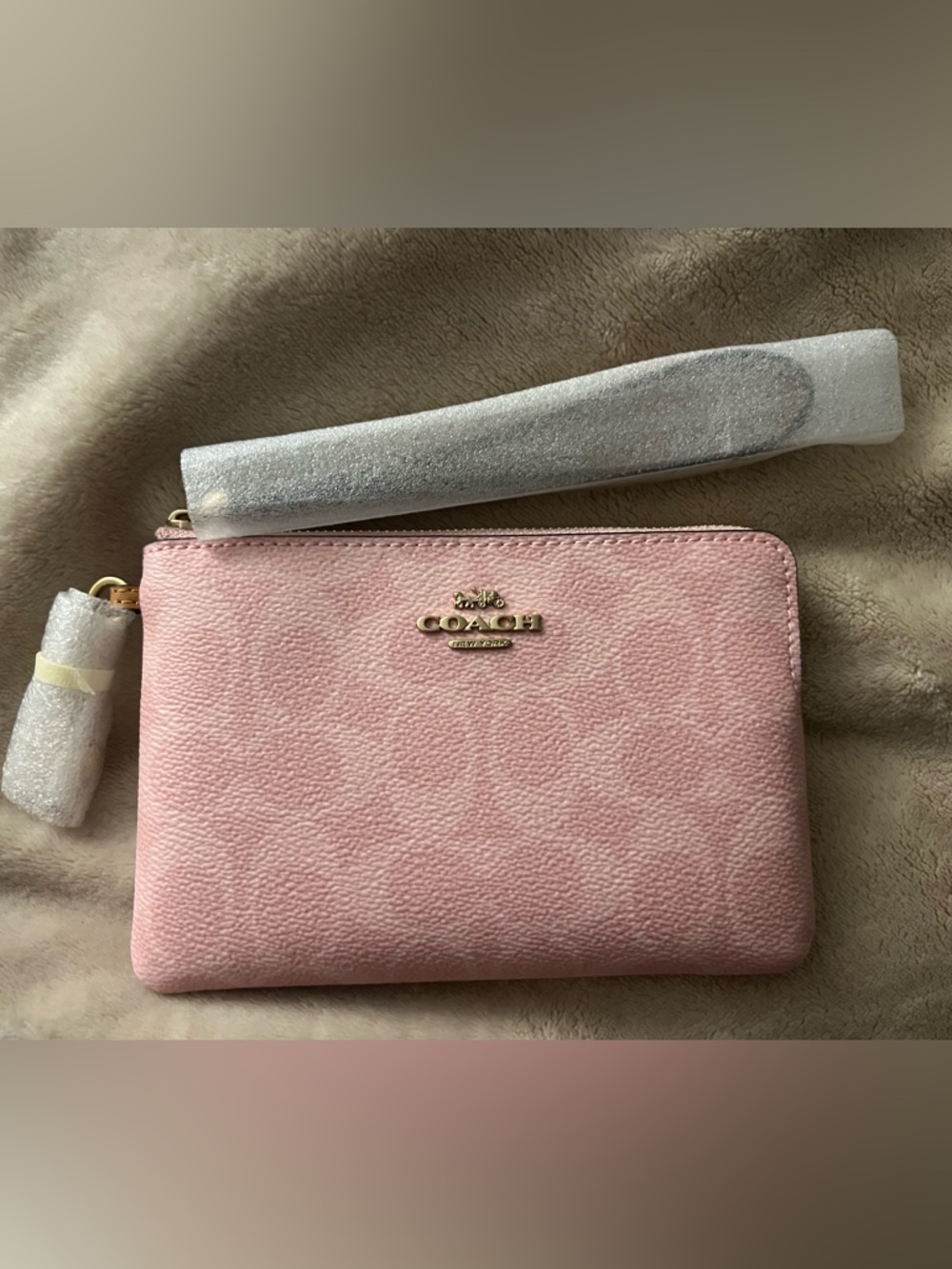 Coach Powder Pink Corner Zip Wristlet